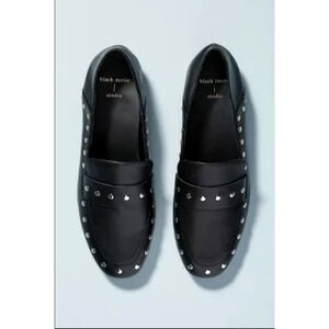 New Anthropologie Suede Studio Studded Black Loafers - EU 40.5